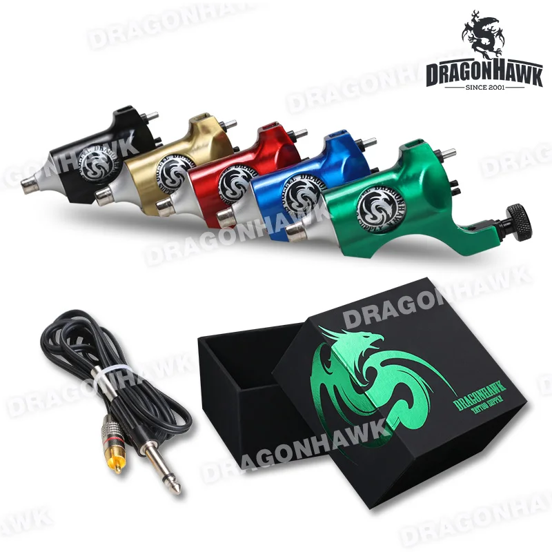 DragonHawk Rotary Tattoo Machine Shader Liner Tattoo Gun Tattoo Rotary Machine StealthTatoo Motor Machine RCA Clip Cord