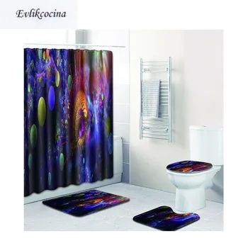 

Free Shipping 4pcs Colorful Picture Banyo Bathroom Carpet Toilet Bath Mats Set Non Slip Pad Tapis Salle De Bain Alfombra Bano