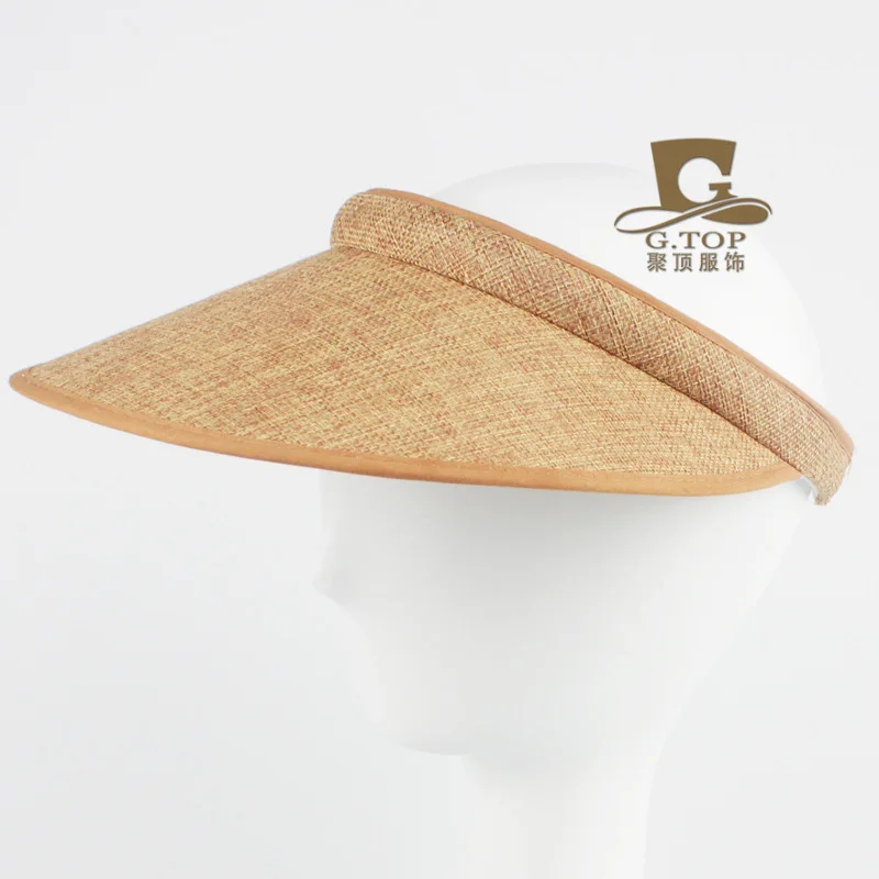Соломенный Повседневный солнцезащитный козырек Заколка-шляпка пляжная пустая летняя шляпа натуральная конопляная шляпа