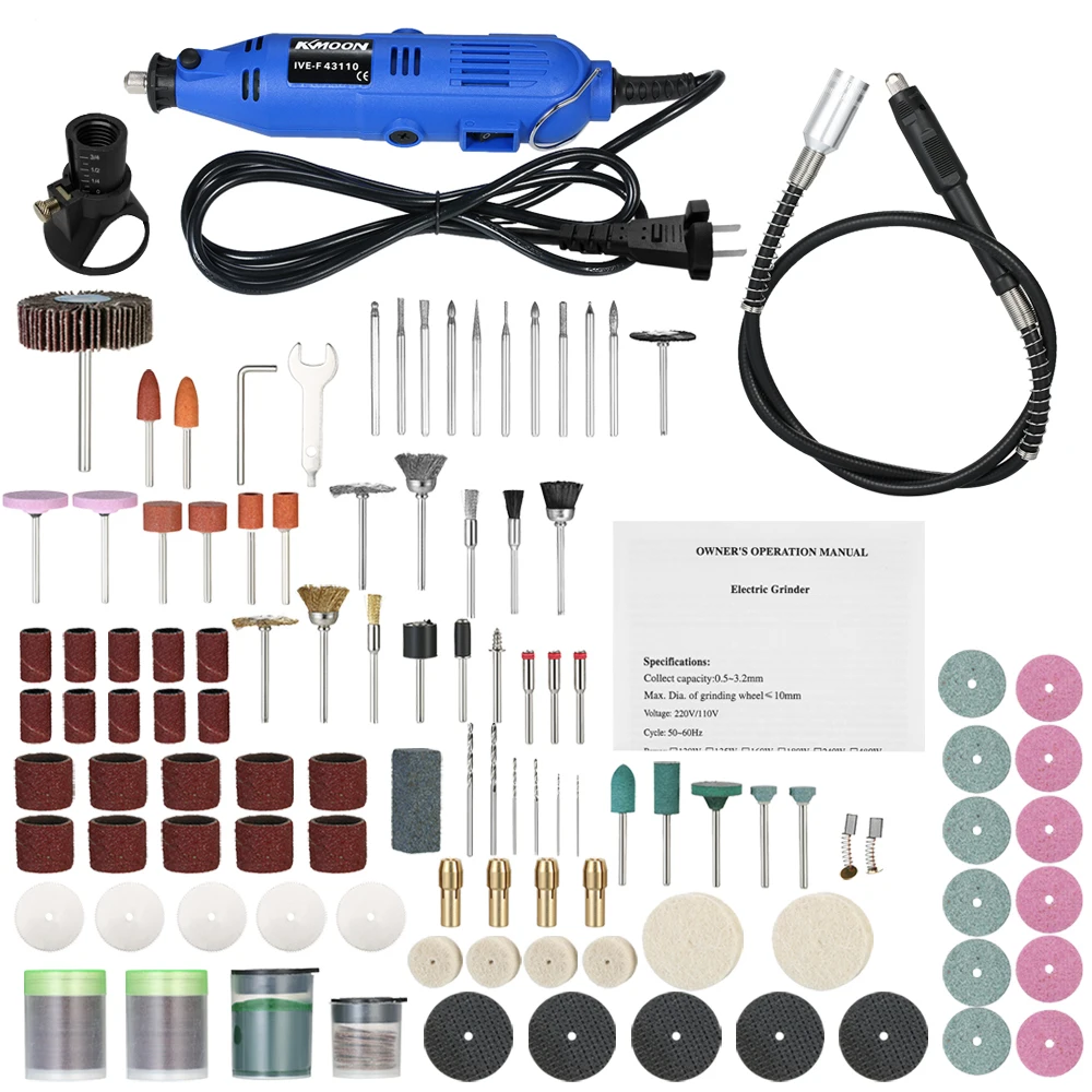 

130W Electric Grinder Set 6 Variable Speed Electric Drill Grinding Rotary Tool with 197pcs Accessories for Milling Polishing