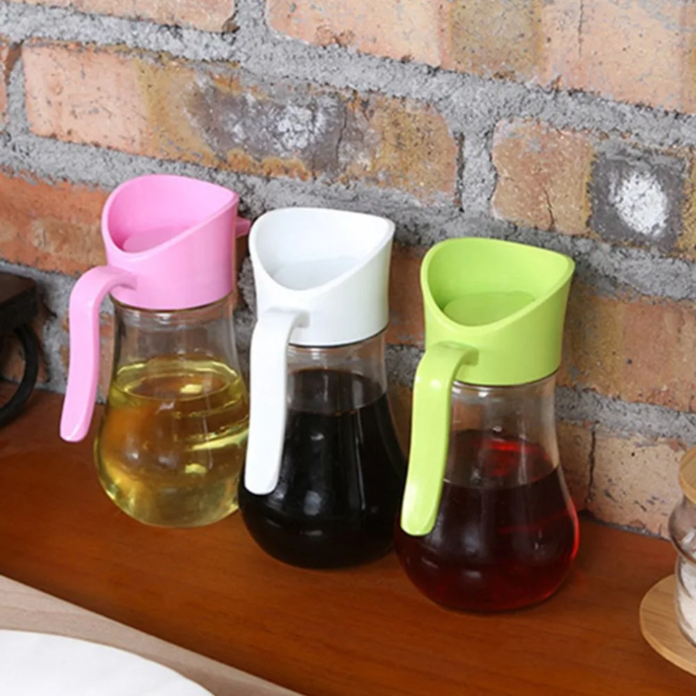 

250ml Glass Oil Bottles Auto Flip Soy Sauce Vinegar Seasoning Bottle Oiler Dust Proof Kitchen Oil Storage Container Gravy Boats