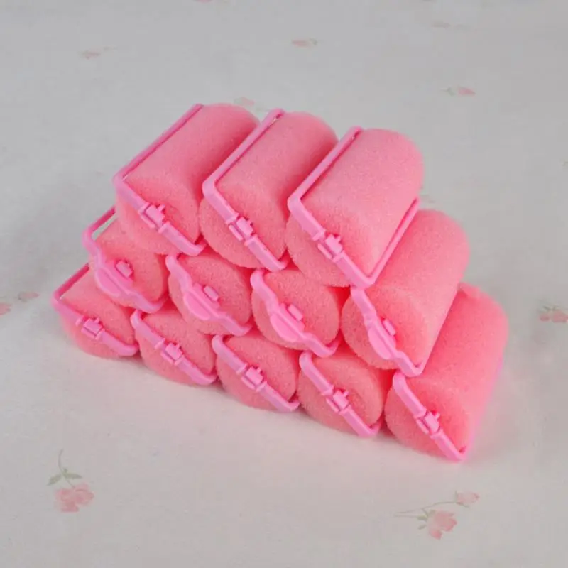 12PCS Universal Vintage Styling Rollers Light Pink Sponge 