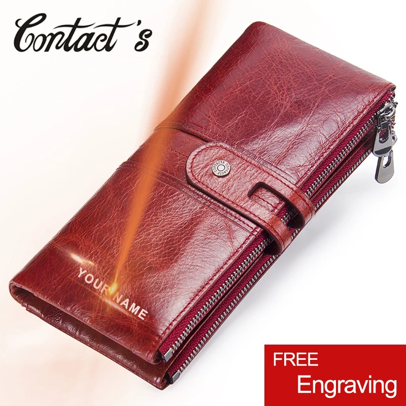 

Brand Designer Women Clutch 2019 Fashion Wallets Cowhide Leather Female Long Wallet Women Zipper Purse Coin Purse For iPhone X