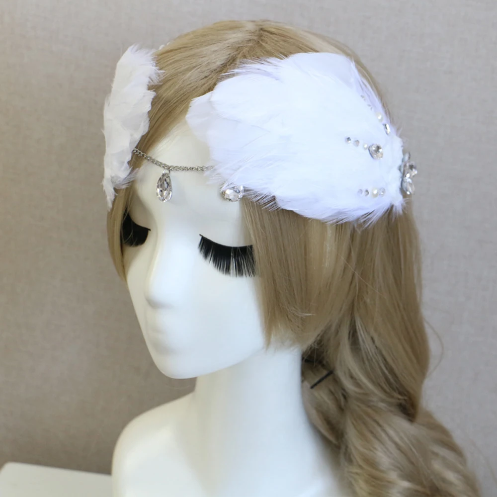 

New Fashion Feather Rhinestones Hair Accessories for Women Girls Flower Angel Bride Band Edding Hair Clip Pin Head Hairpin