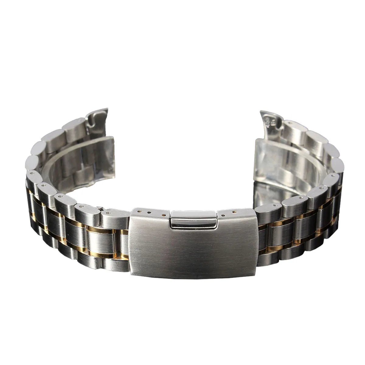 

YCYS-18mm Stainless Steel Bracelet Watch Band Strap Side Push Button Buckle Gold&Silver