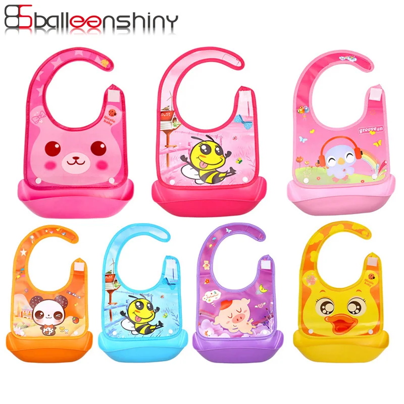 

BalleenShiny Baby Cartoon Animal Waterproof Bibs Newborn Aprons Bib Infant Saliva Towels Plastic EVA Kids Feeding Safe Cute Bibs