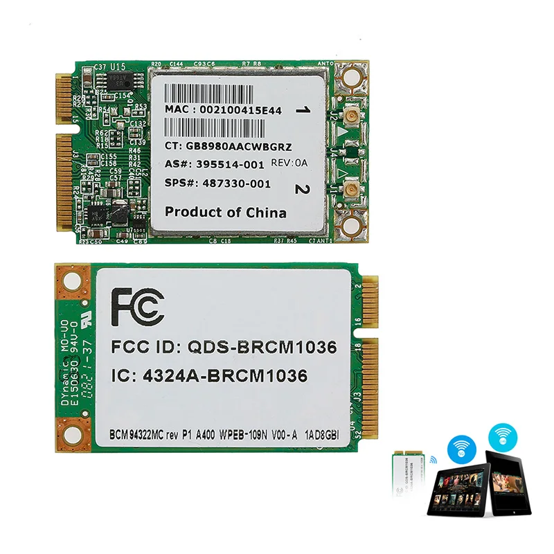 Двухдиапазонный сетевой карты Беспроводной-n WI-FI 300 м bcm94322mc Dual Band Mini pci-e карты для HP SPS: 487330-001