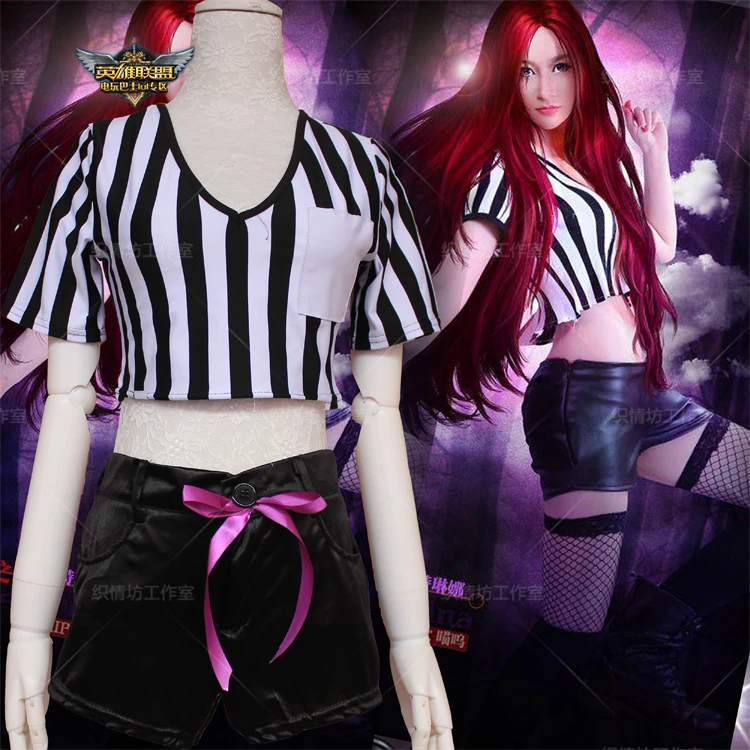 LOL Katarina Du Coutea the Sinister Blade Cat Cosplay Costume with Ears and Tail
