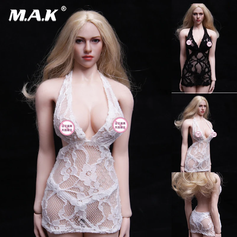

1/6 action Figures Accessory Lace Halter skirt underwear Pajama set Sexy erotic clothes with Thong F large bust Seamless Body