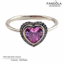 100% de Plata Esterlina de Joyería CKK Amor Anillos Corazón con Rosa CZ 925 Anillos de Bodas de Plata para Las Mujeres Fandola joyería Al Por Mayor
