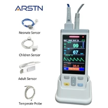 Oxymètre de pouls portatif à écran LCD TFT, 1 ou 3 capteurs, pour enfants et adultes, SpO2 + PR + Temp, 3.5