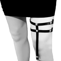 Ручной работы Harajuku нога подвязки в готическом стиле и стиле панк длинные кожаные Заклёпки Металл эластичный Зажимы носок подвязки нога