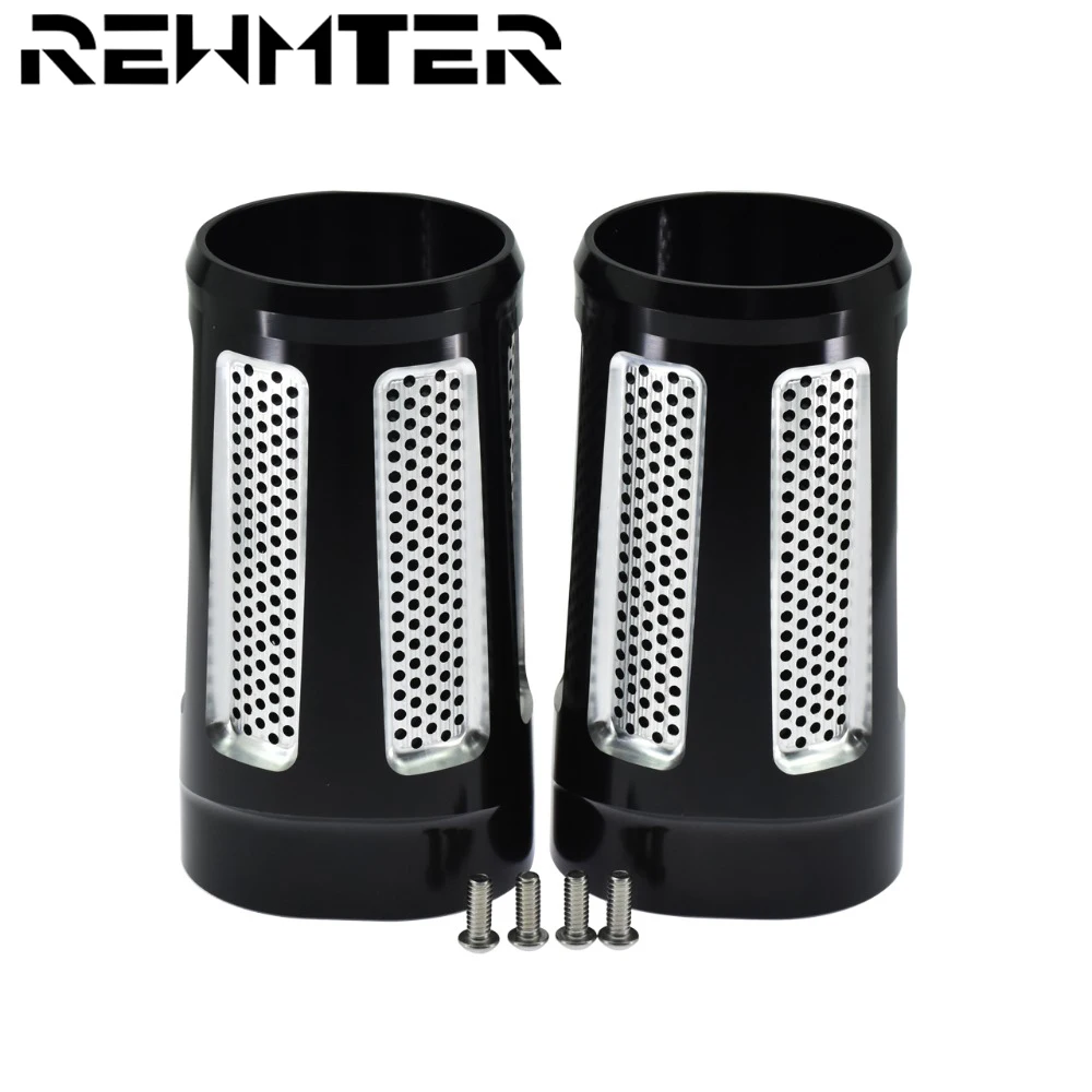 

REWMTER Motorcycle Front Fork Shock Boot Slider Cover Black For Harley Touring Road King Street Glide 2008-2013