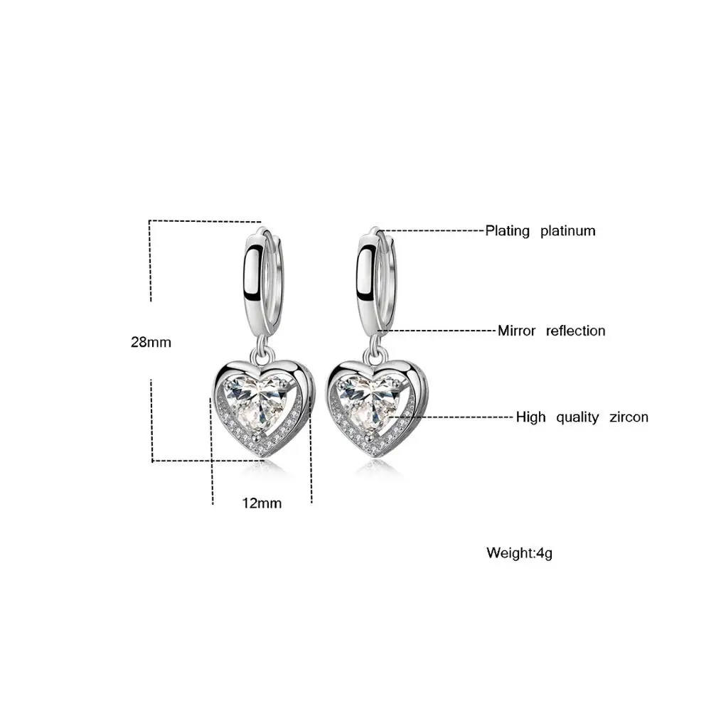 Женские посеребренные серьги Love Heart свадебные украшения для женщин модные с