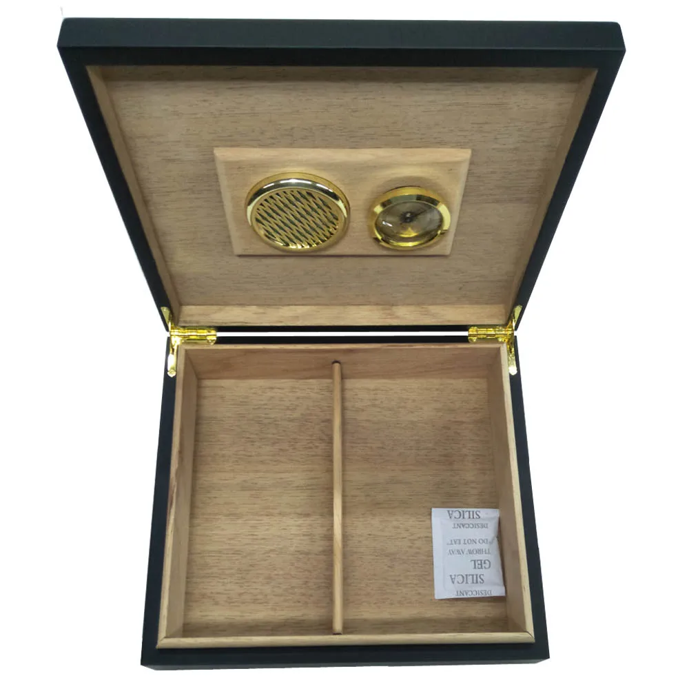 Modern Stylish Absolute Black Wood Large Capacity Cigar Humidor