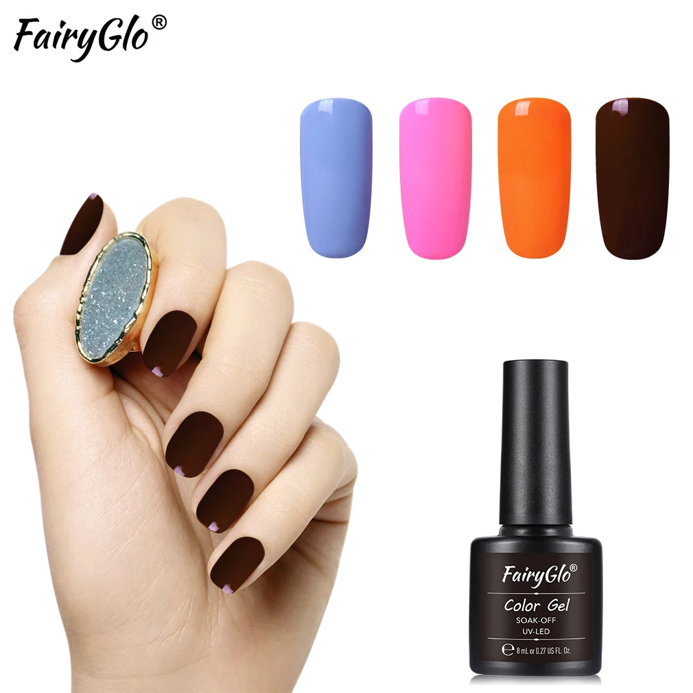 

FairyGlo 8ml Nial Polish Macaron UV LED Nail Gelpolish Soak Off Semi Permanent Nail Art Hybrid Varnish Stamping Paint Lucky Ink