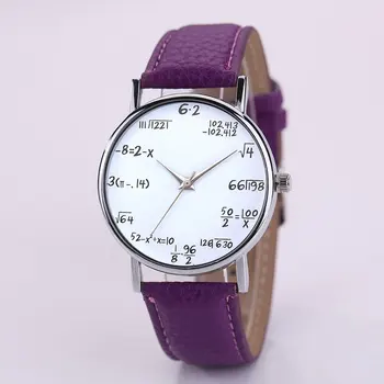 

Trendy High Quality Quartz Watch Mathematical Formula Litchi Pattern Leather Strap Round Dial Watches Workmanship Casual