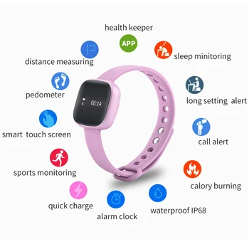 

2018 TOP WATCH Fashion Waterproof Smart Bracelet Women's Favorite Health Tracking Steps Message Reminder