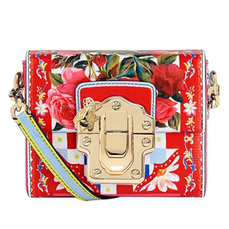 

Cow Leather Bags, Flowers Print Messenger Bags, Famous Brand Luxury Designer, Women Handbags
