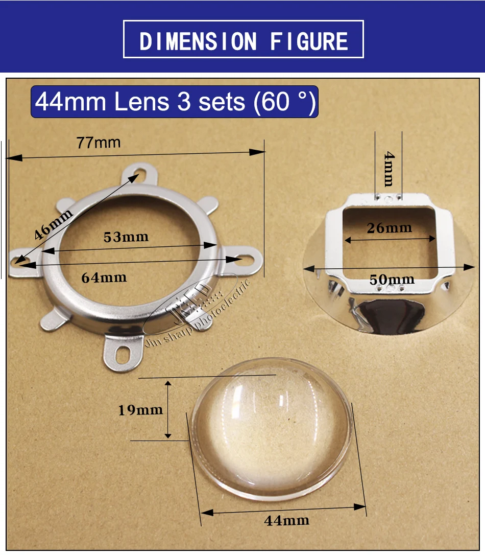 Lente de Vidro Potência da Lâmpada Xícara + Suporte w de Alta Shipping Alta Qualidade Conjunto Led 50 30 20 w 100 Talão Reflexão Fixo 44mm 3 w 100 w de Alta potência da