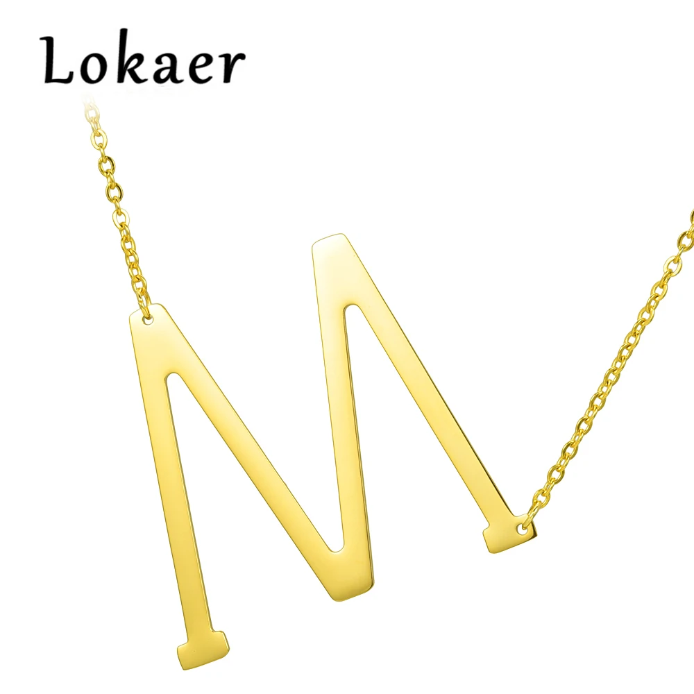 Lokaer, подвески с буквами, 26 алфавит, оригинальное ожерелье, золотой цвет, нержавеющая сталь, колье, ожерелье для женщин, ювелирные изделия, можно дропшиппинг