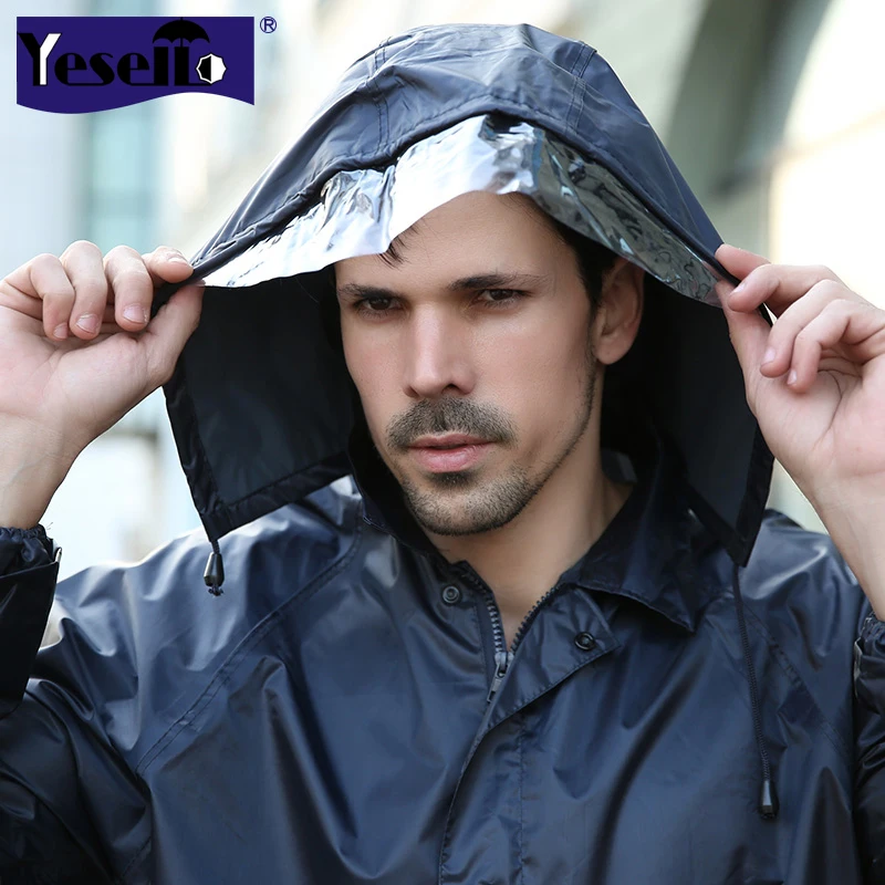 Мужской непромокаемый плащ DEEPBLUE черный длинный с карманами непромокаемая одежда