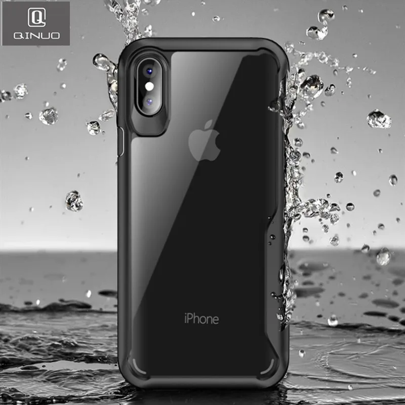 

QINUO Shockproof Phone Case For iPhone 7 8 Plus XS Max XR Acrylic Transparent Case For iPhone X 8 7 6 6S 5 5S SE 4 4S Plus Capa