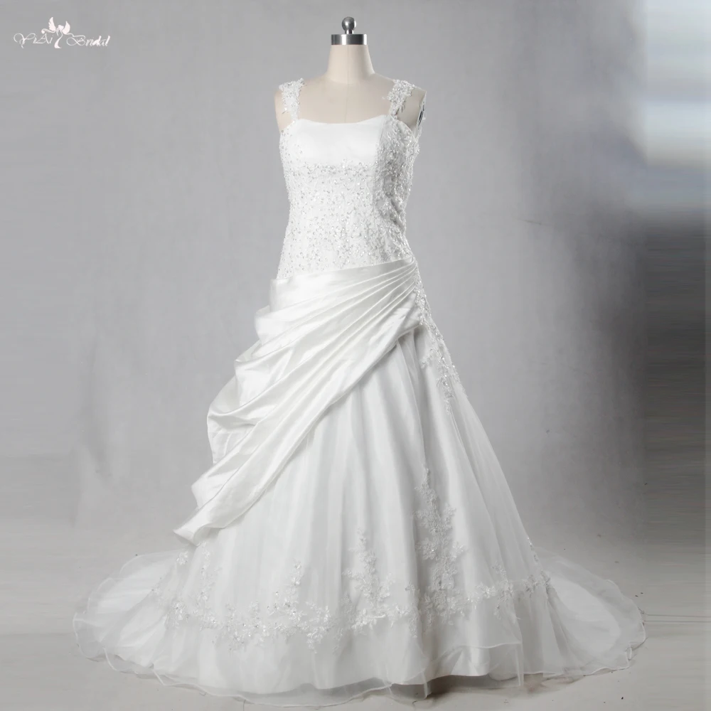 RSW1093 Uma Linha de Alças Do Vestido de Casamento Plissado Drapeado Abiti da Sposa