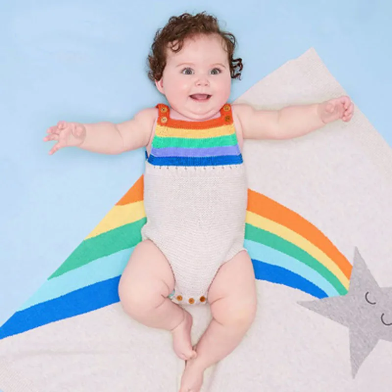 Newborn Baby Girls Summer Sleeveless Knitting Romper Jumpsuit Outfit Bodysuit