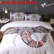 

3 Pieces 3D Elephant Bedding Set Bohemia King Duvet Cover with Pillow Case Colorful Printed Indian Bed Set Cover
