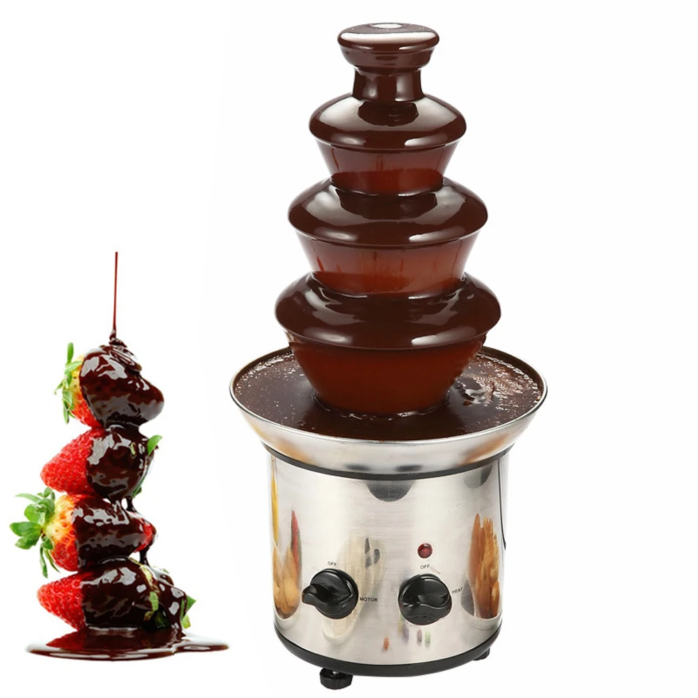 

4 Tiers Chocolate Fountain Event Exhibition Electric Chocolate Fountain Waterfall Fondue Birthday Party Buffet Chocolate Machine