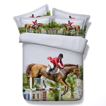 

3D Horse Bedding set design Queen size bed in a bag sheet duvet cover bedspread bedclothes Cal Super King twin double full 4PCS