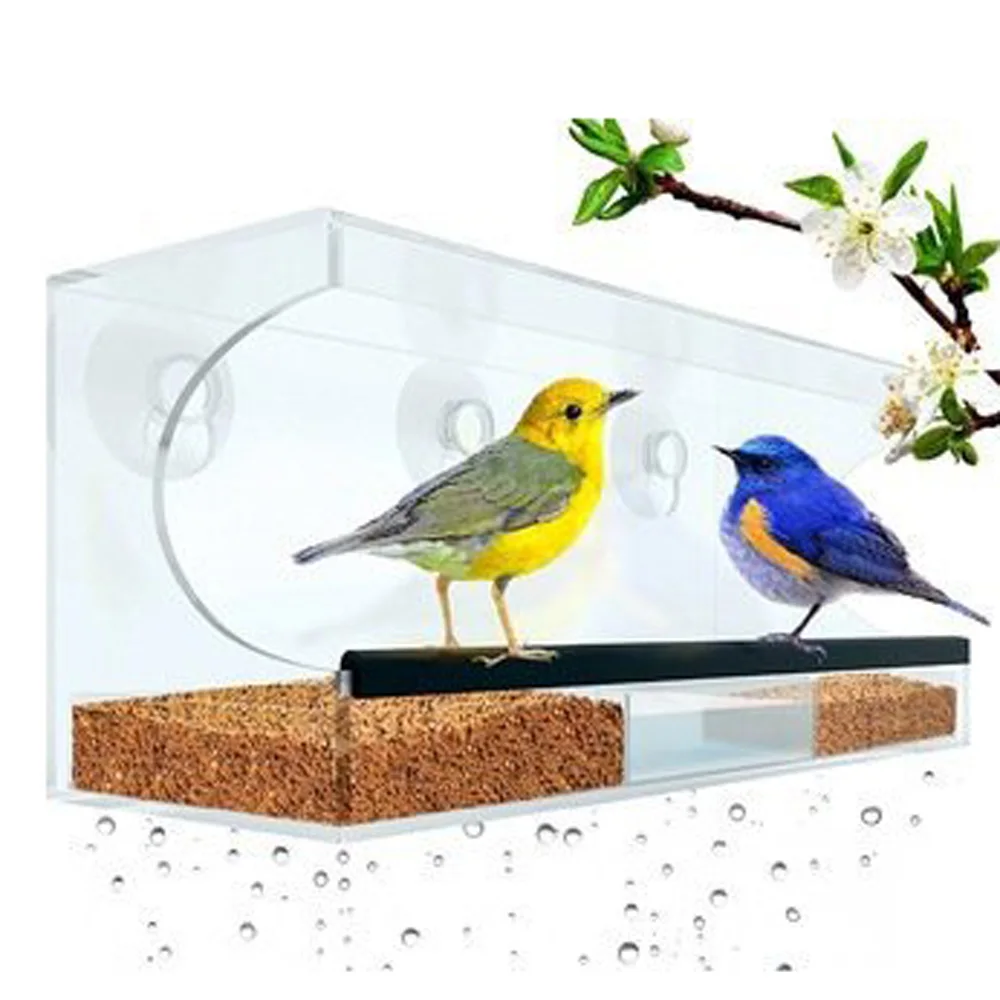 

Outdoor Hanging Up Transparent Bird Feeder Modern Balconies Acrylic Suction Cup