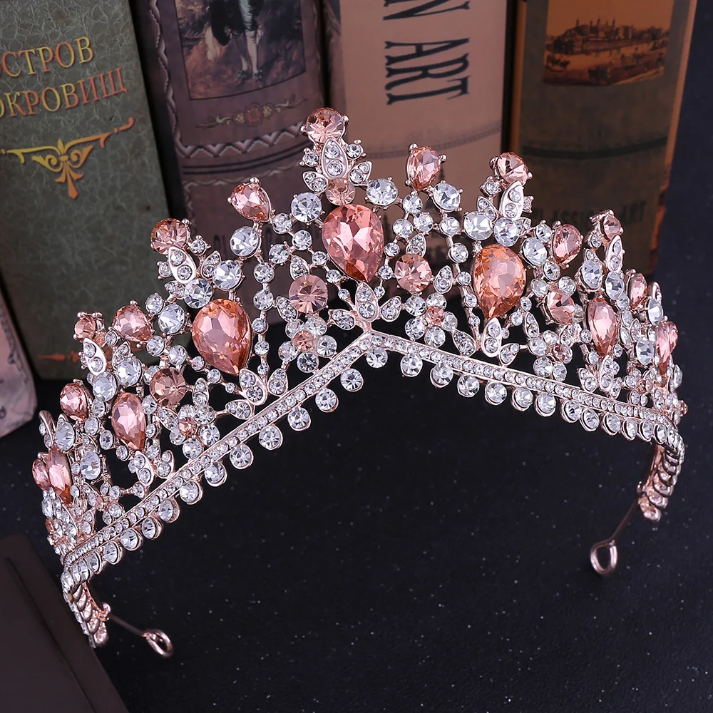 

Luxurious Rose Gold Wedding Crown Queen Tiara Bride Crown Headband Bridal Hair Accessories Diadem Wedding Hair Jewelry Ornaments