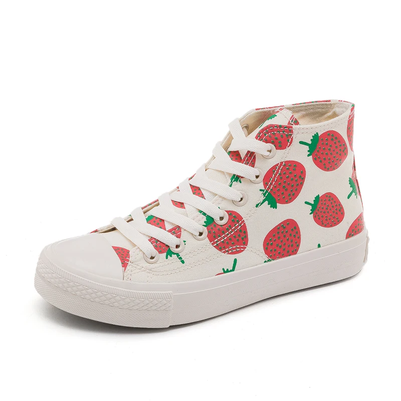 

2019 New design Strawberry women Canvas shoes Casual Platform vulcanize Shoes