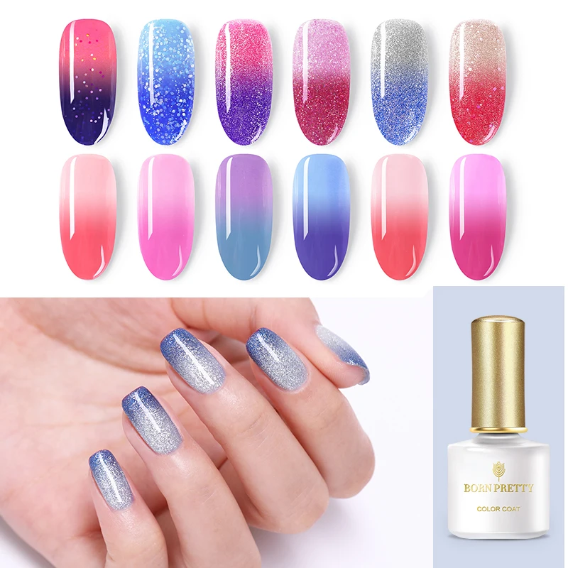 

BORN PRETTY Glitter Temperature Color Changing Gel Polish 6ml Thermal Nail Gel Long Lasting Soak Off Varnish Lacquer