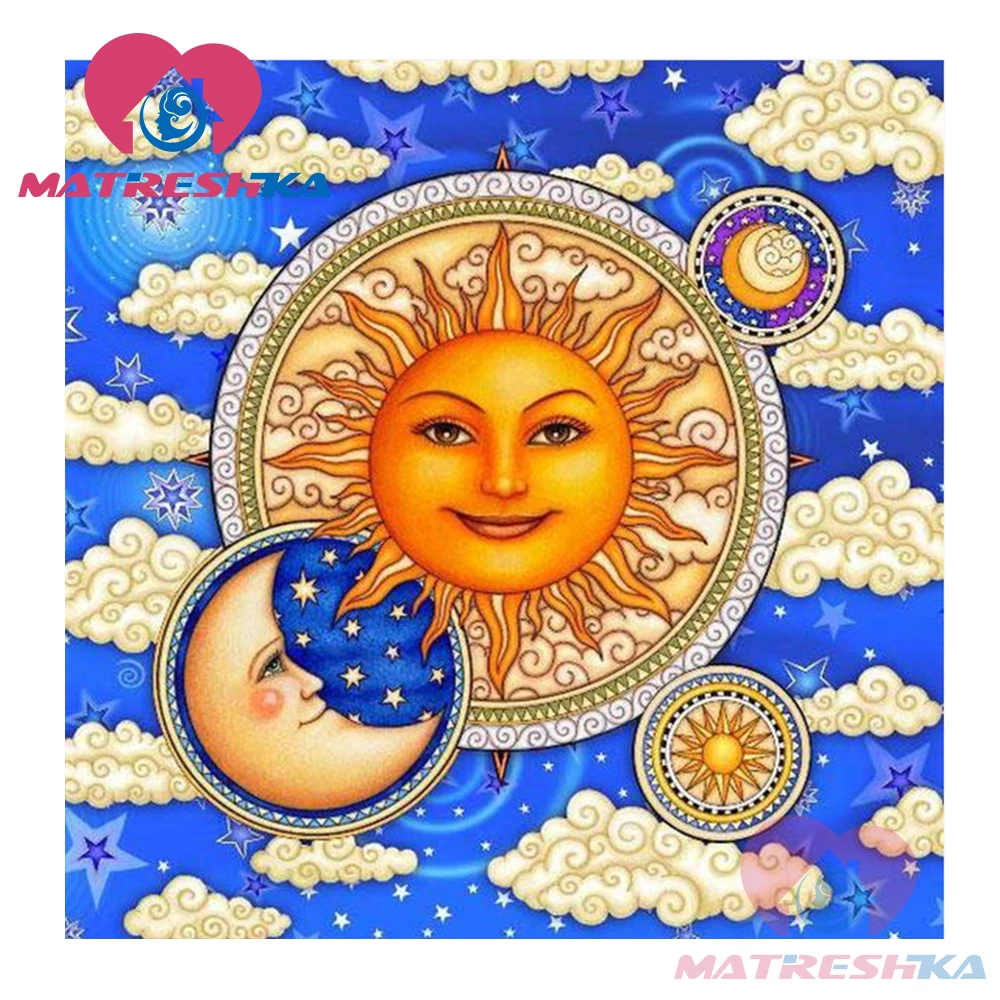

diy 5d diamond embroidery sale picture by rhinestones paintings from crystals sun and moon cartoon home decoration diy paintings