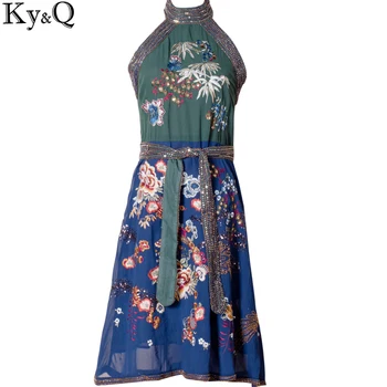 

2019 Winter Vintage Retro Round Neck Sarafans Sleeveless Luxury Handmade Embroidery Floral Women Party Beach Dress Clothing