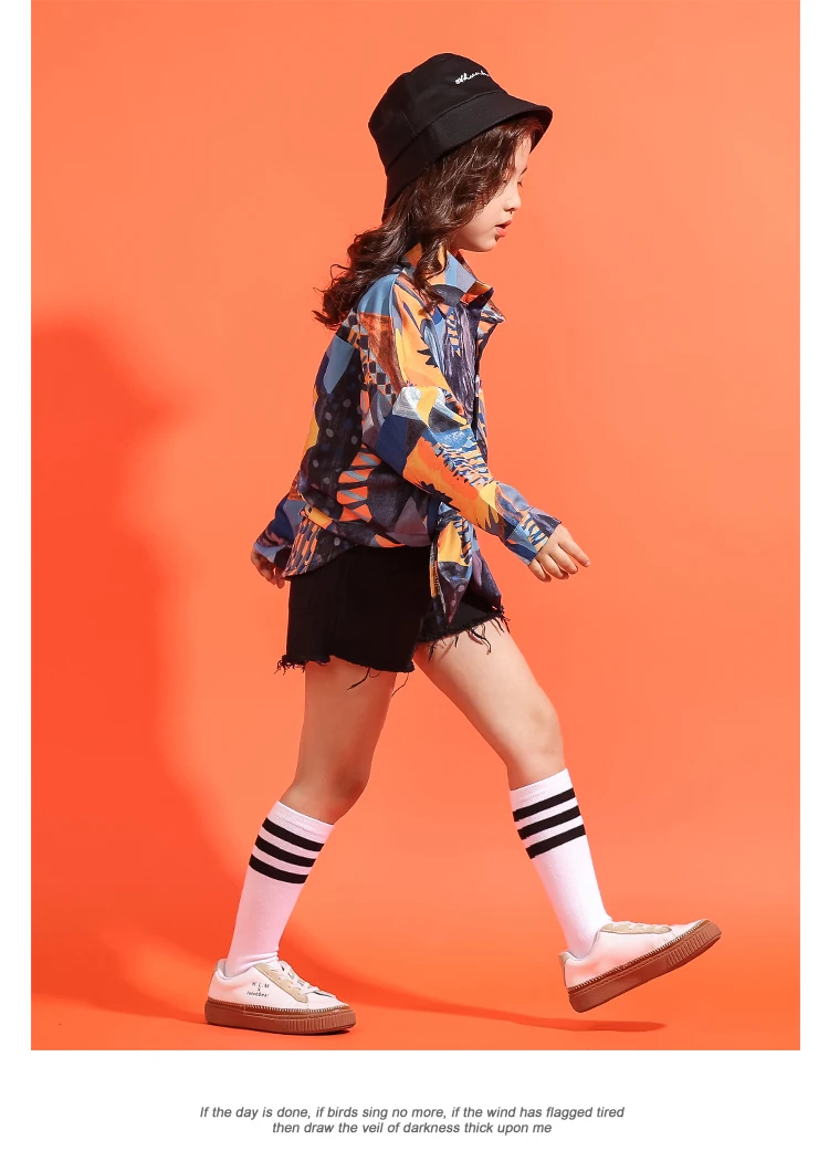 Long Sleeve New Pattern Girl Sir Hip-hop Dance Clothing Children JAZZ Korean Multi Color Suit Show Autumn Spring Clothes 180 T (14)