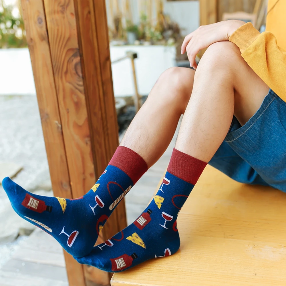 Носки унисекс для мужчин и женщин с рисунком фруктов, хлопковые модные носки для скейтборда, зимние теплые носки, смешные носки Харадзюку