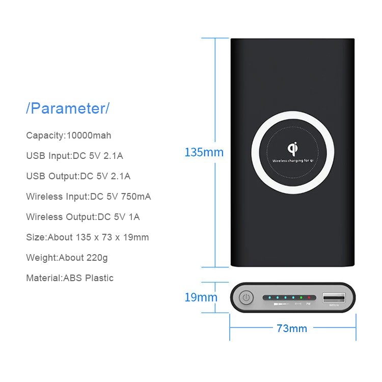 10000mAh Power Bank Qi Wireless Charger Powerbank For iPhone 11 X 8 Plus Samsung Galaxy S8 S9 Mobile Phone USB Fast Charger