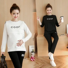 Maternity Hoodies Suit Cotton Breastfeeding Clothes Spring Autumn Nursing Clothing Sleep Hoodies Maternity Sleepwear PajamasB273