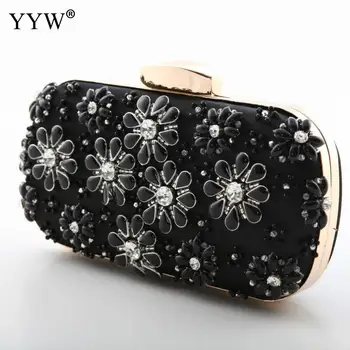 

Rhinstone Women Evening Bag flower Wedding Clutches Handbag Party Banquet Bag For female Chain Shoulder Bag 2019 Bolsas Mujer
