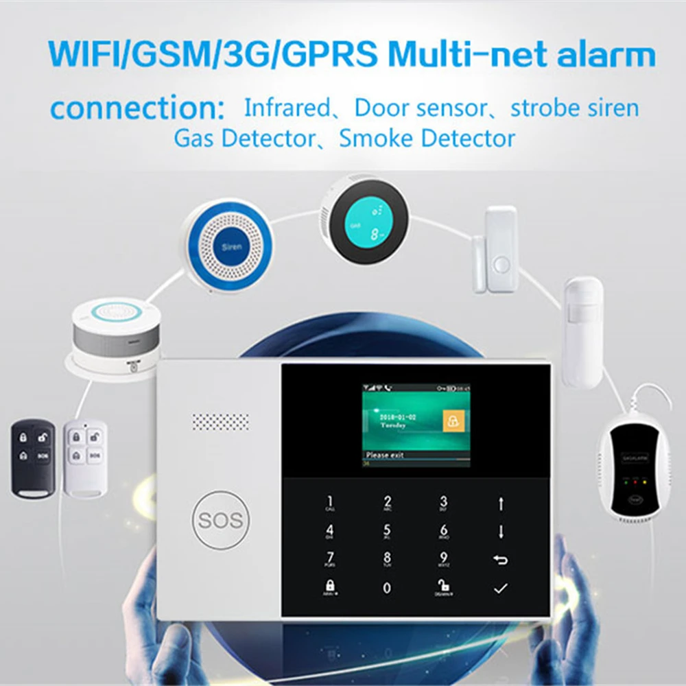 PGST 433 МГц беспроводная сенсорная ЖК-клавиатура wifi GSM GPRS домашняя охранная сигнализация приложение сирена с дистанционным управлением RFID карта снятие с охраны