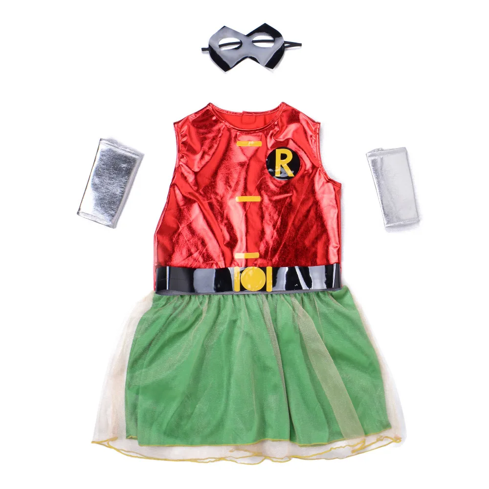 Kids Robin Tutu Dress DC Comics Superhero Robin Girl Costume Outfit with Cloak Mask Batman Hallowee