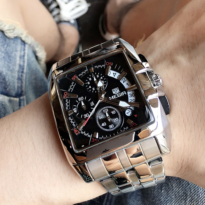 MEGIR Men's Big Dial Luxury Top Brand Quartz Wristwatches Cr