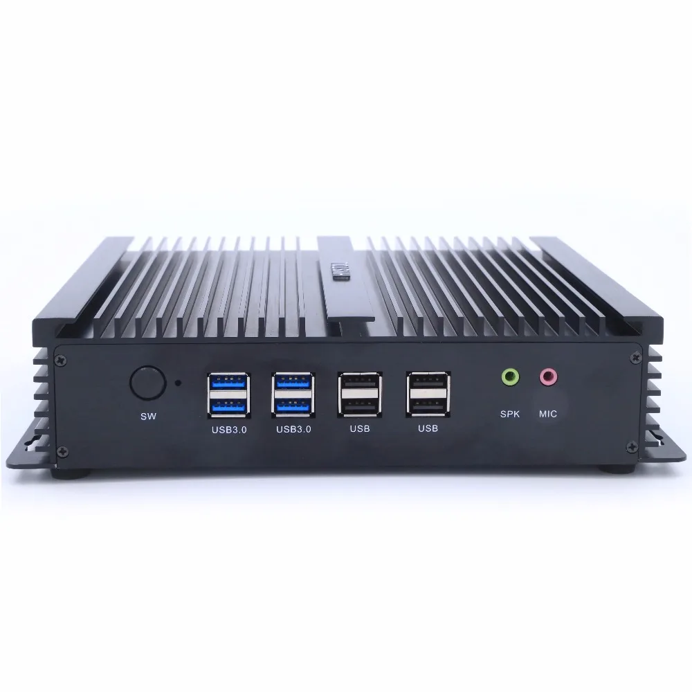 Hystou дешевый Безвентиляторный Компьютер Core i3 5005u с 4G ram 64G SSD Mini ITX PC Celeron 2955U 2* LAN 2* HDMI 6* RS232 COM порты