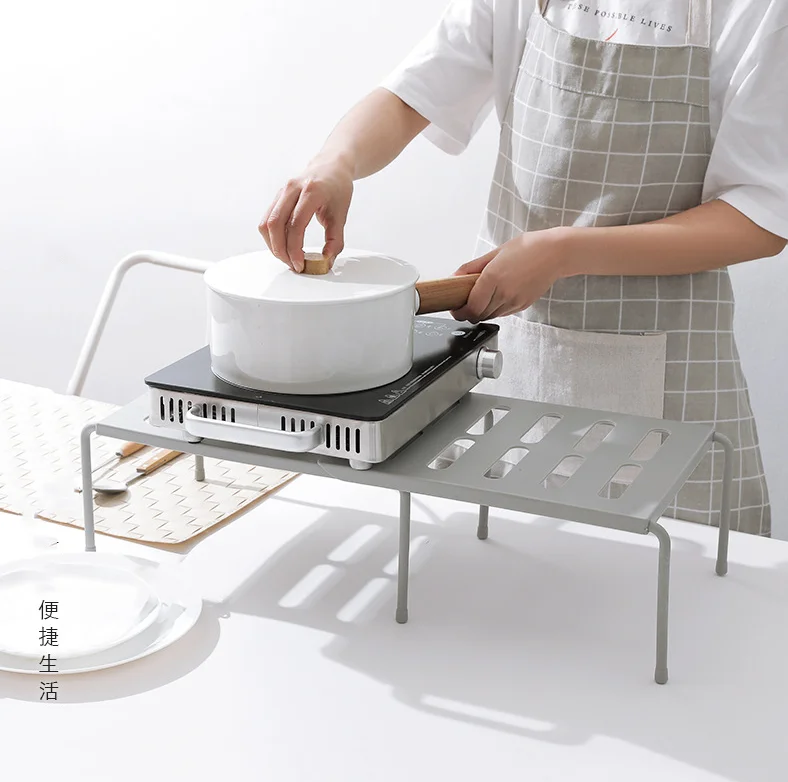 

1PC ABS Kitchen Expandable Cabinet Shelf Adjustable Kitchen Organizer Storage Rack For Dish Cookware Canned Food Mugs Cups