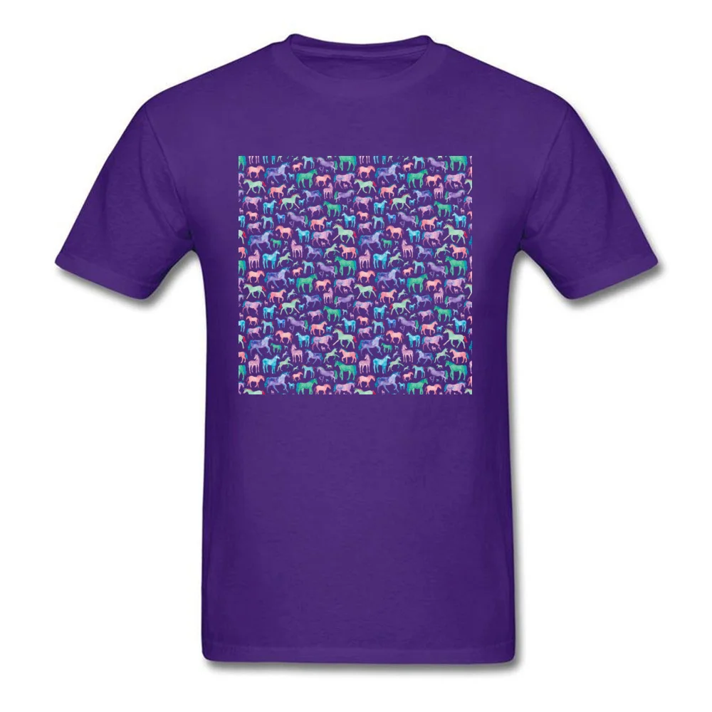 Short Sleeve T Shirt Crew Neck Pure Cotton Men's Tshirts Watercolour Pastel Unicorns Fashionable Tops Tees Coupons Watercolour Pastel Unicorns purple