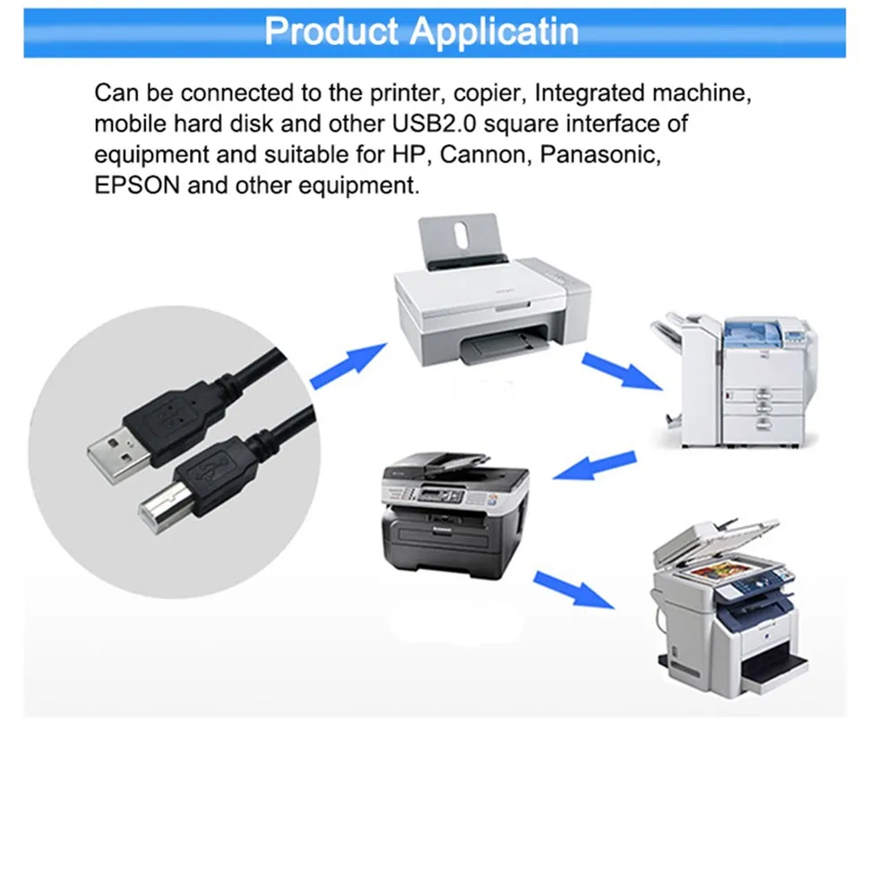 USB 2,0 Удлинительный кабель для печати типа А-В Мужской кабель для принтера синхронизация данных Зарядка для Canon Brother samsung Hp Epson кабель для принтера